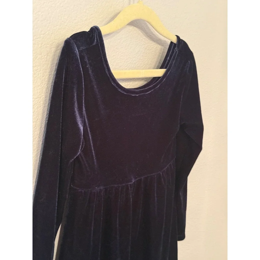 Old Navy Velvet Dress Kids XS 5 Navy Blue Excellent Long Sleeve Holiday Party